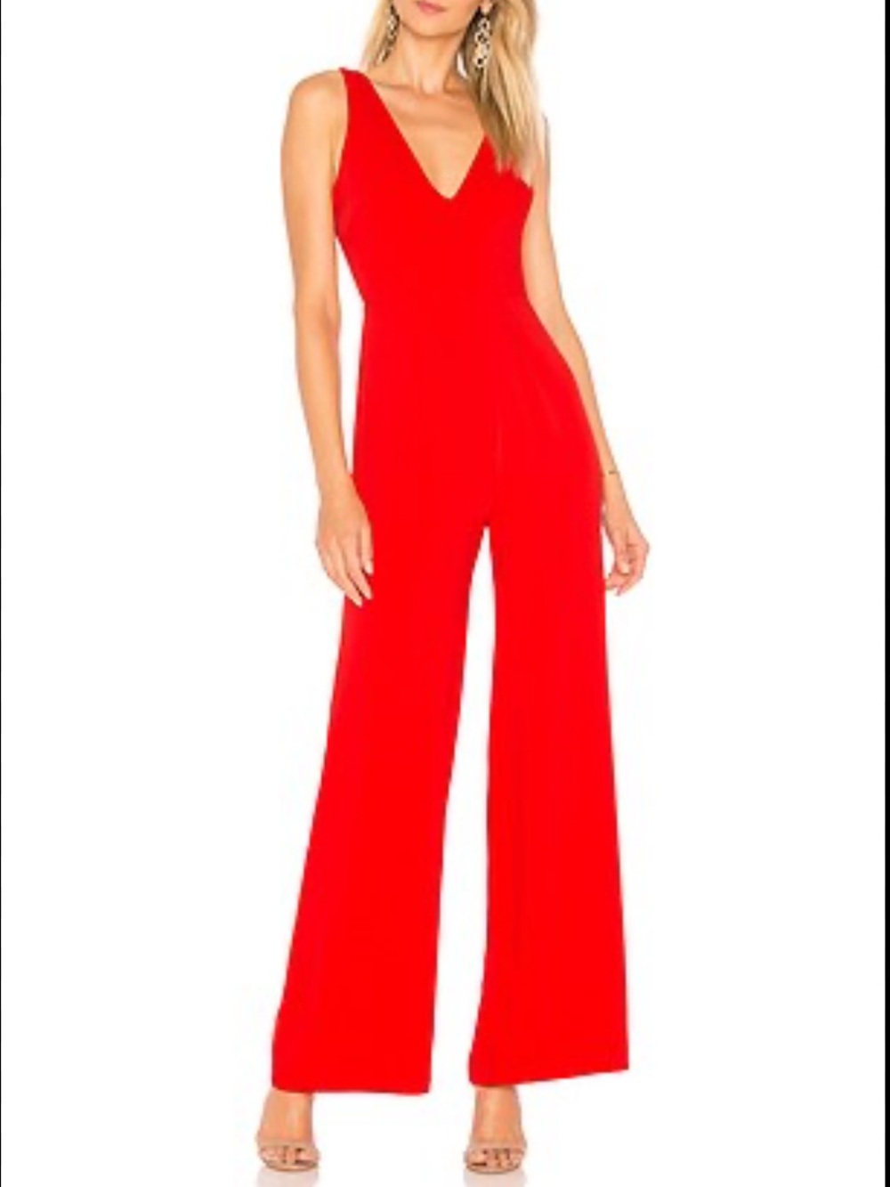 by the way. Red V-Neck Wide-Leg Jumpsuit